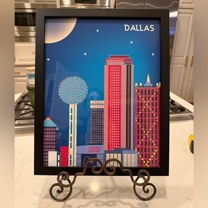 Dallas Texas Vertical Skyline - Nighttime Framed Print by Karen Young.
